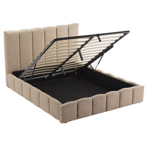Mermaid - lit coffre - 160x200 cm - en velours - sommier inclus - Taupe