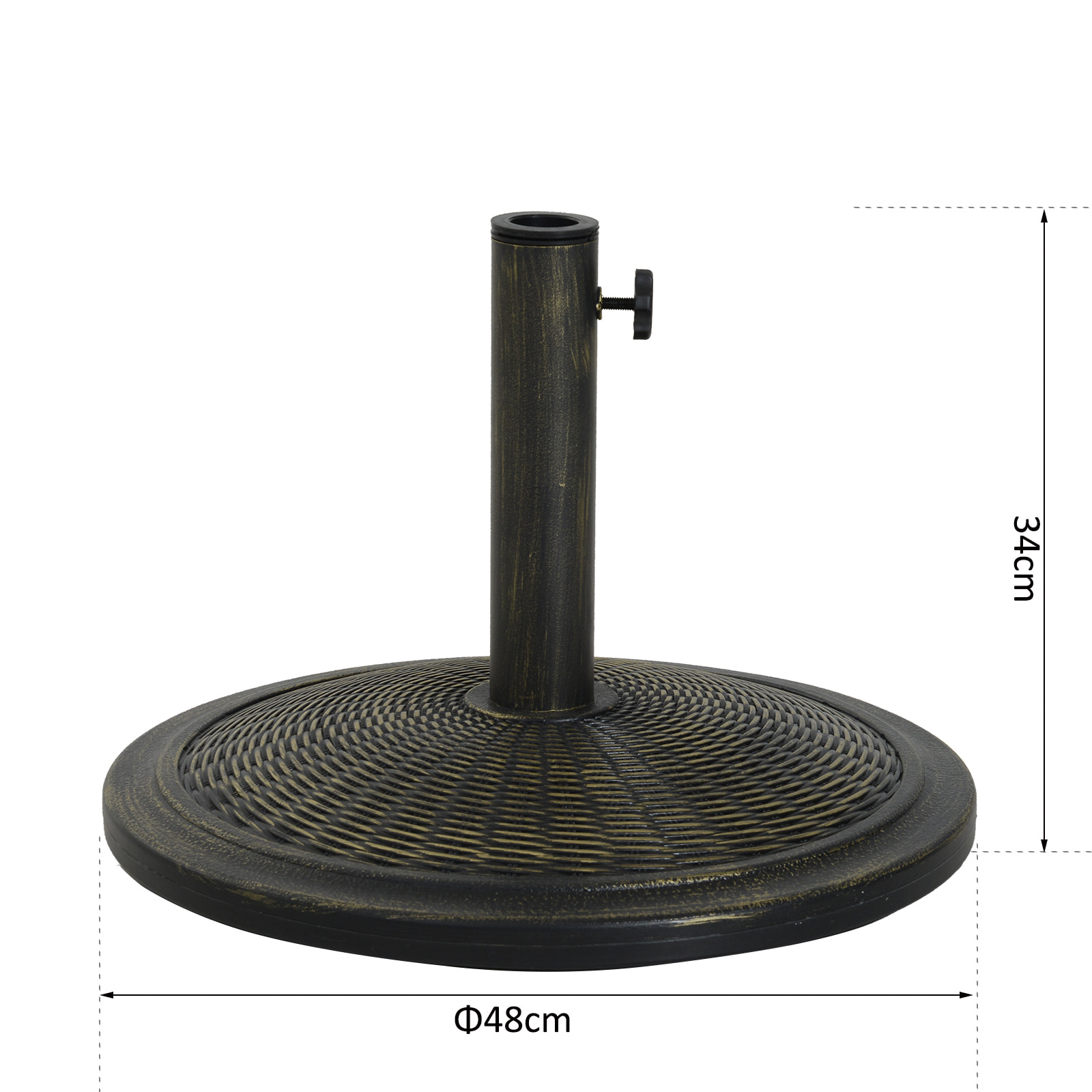 Base De Sombrilla Ajustable De Hdpe Φ48x34cm Bronce