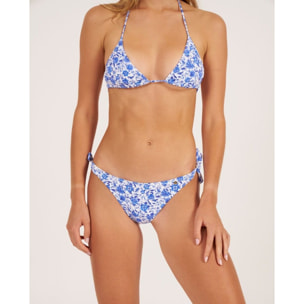 Braga de bikini clásica con lazos y estampado de flores