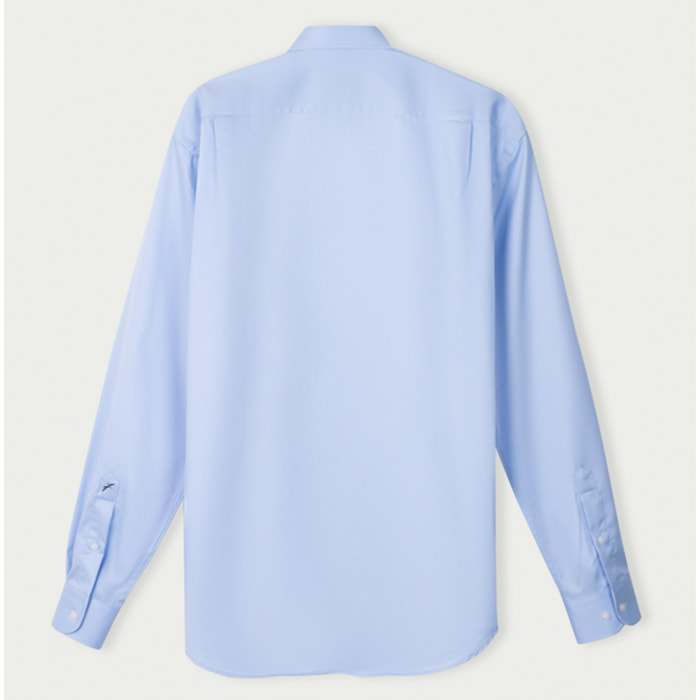 Camicia Uomo 1 Bottone Francese Twill Unito Celeste