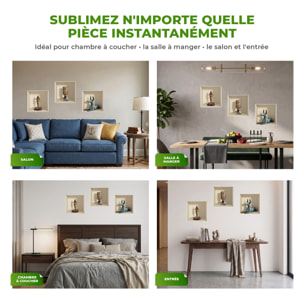 Stickers muraux 3D | Sticker Mural Autocollant effet 3D Egypte statues et vases - Stickers adhésifs 3D Chambre Salon Trompe l'oeil