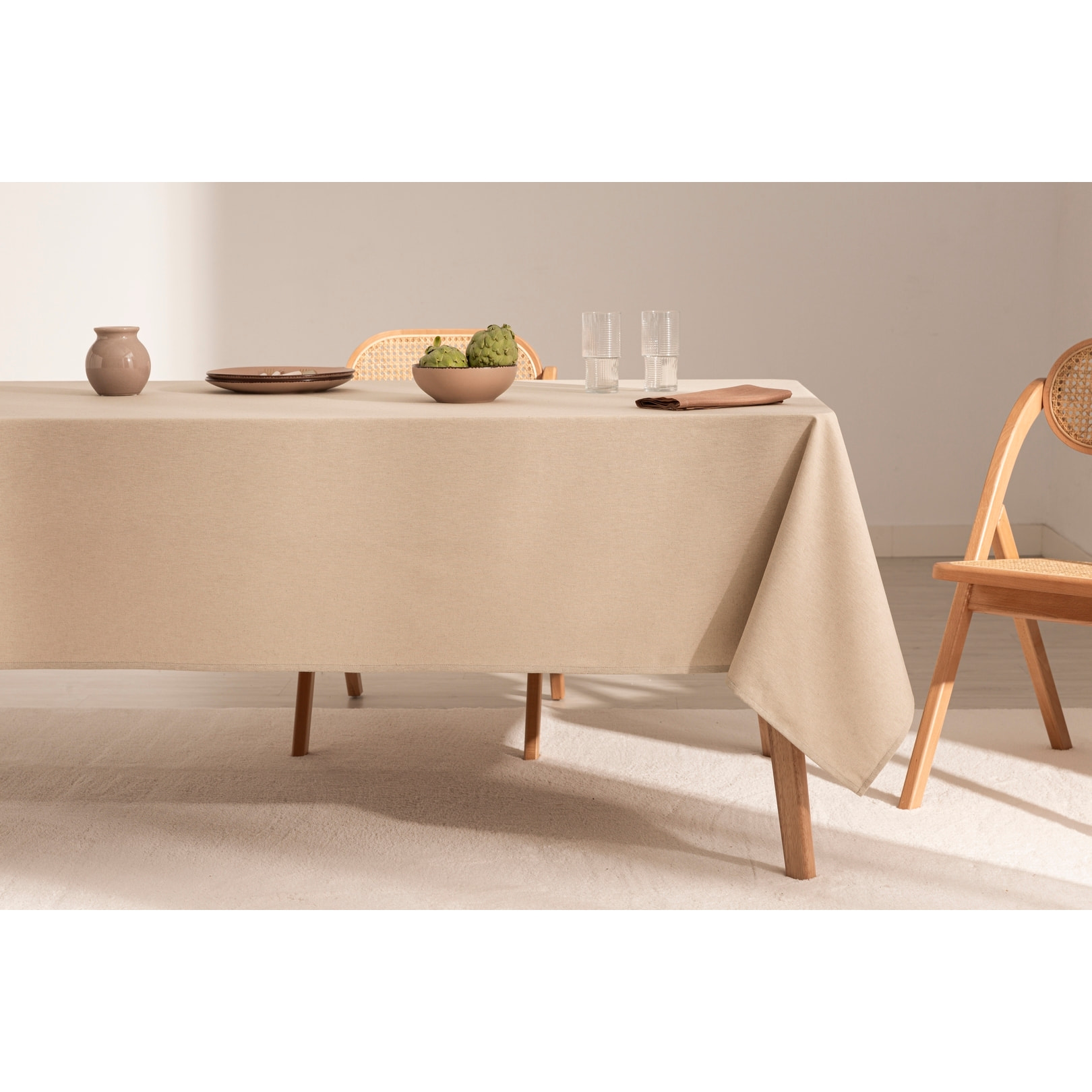 Mantel antimanchas 100% algodón Basic Lino