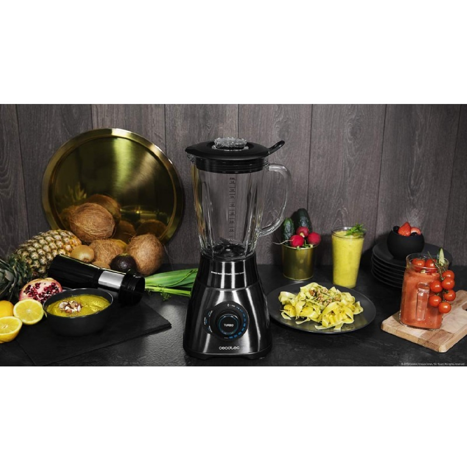 Cecotec Mixeur-blender avec verre Power Titanium 1250W avec filtre pour jus, en