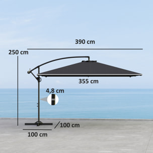 Parasol déporté rectangulaire XXL – Inclinable et rotatif 360°