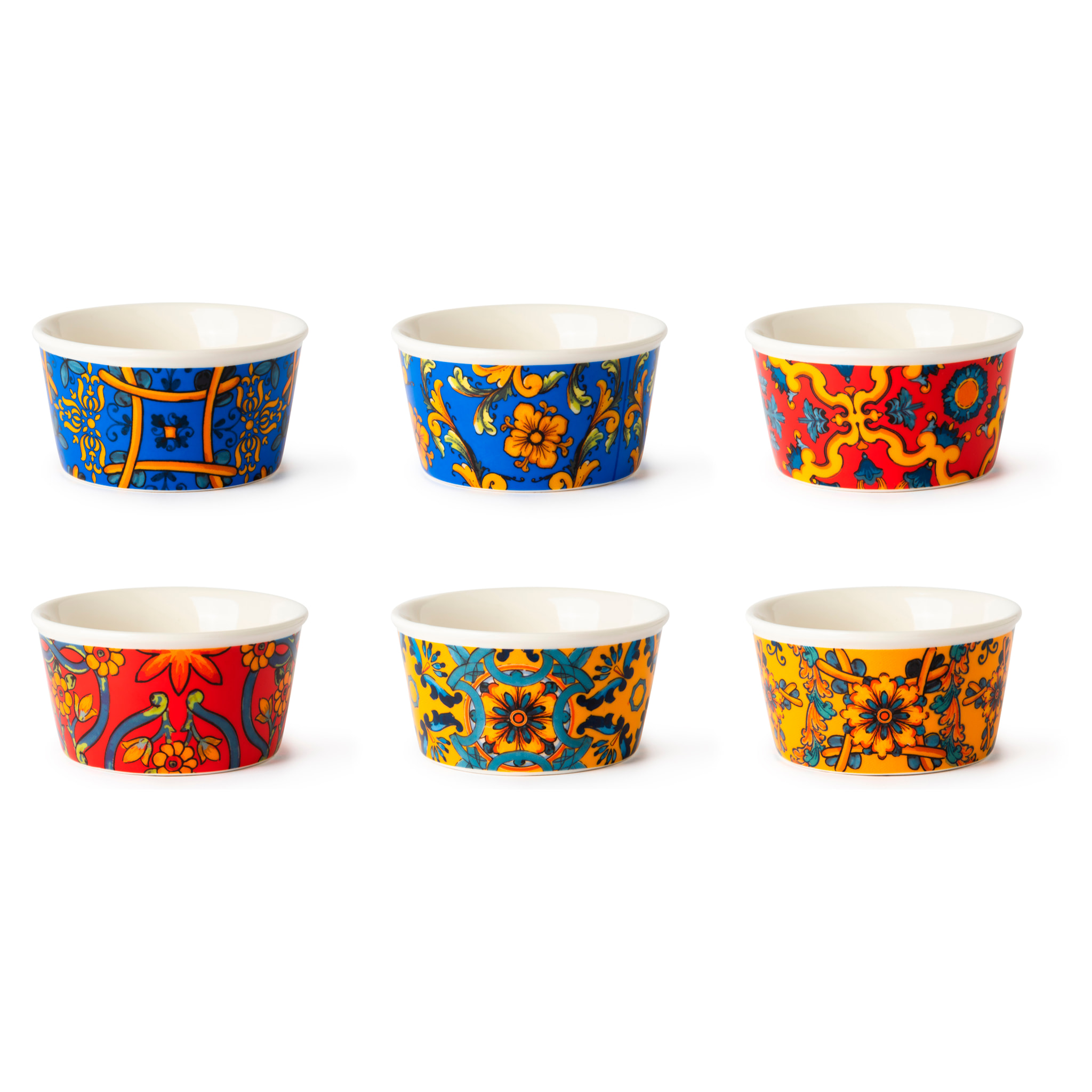 Lot de 6 bols Excelsa Trinacria, porcelaine New Bone China, multicolore