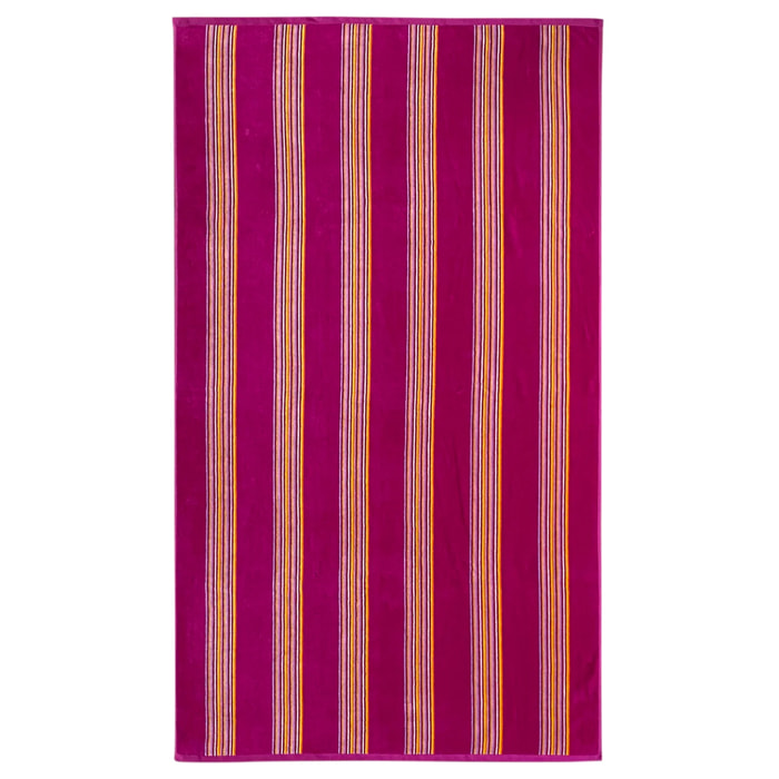 Serviette de bain éponge velours Jacquard Milonga Fuchsia 90x170 400g/m²