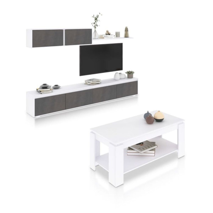 Pack salón con mesa de centro Arlet Plus Blanco Artik (Blanco Mate) - Óxido