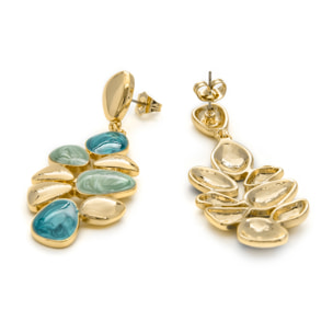 Pendientes de Resina Verde acabados en oro amarillo de 18K