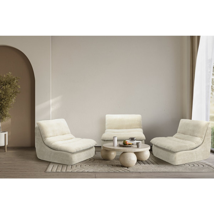 Chauffeuse en tissu texturé "Candela" - 81 x 96 x 75 cm - Beige
