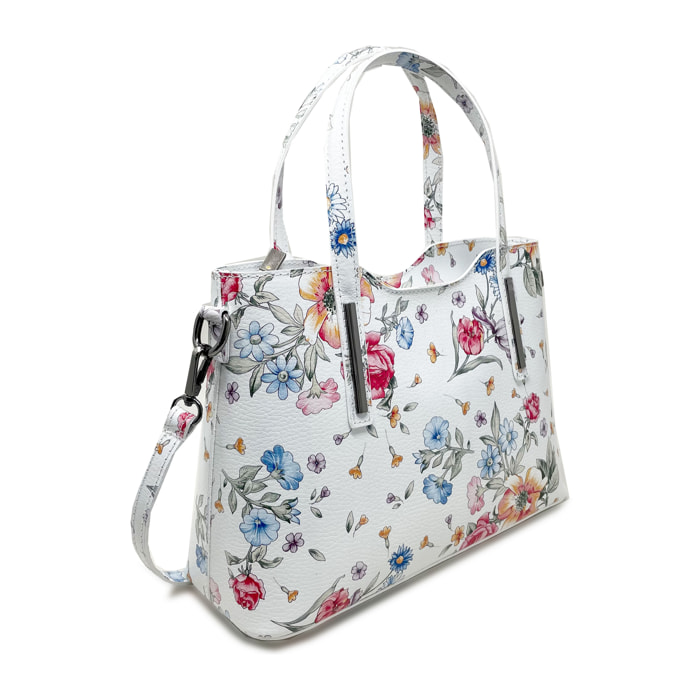 Chicca Borse - Borsa a Mano Donna in Vera Pelle - Colore Fiori
