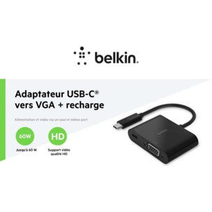 Adaptateur USB-C/VGA BELKIN USB-C vers VGA 60W Noir