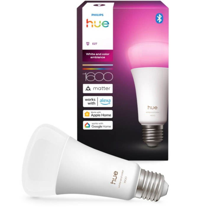 Ampoule LED connectée PHILIPS HUE E27 White&Color Ambiance 100W
