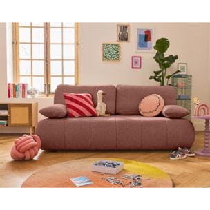 Harper - canapé 3 places convertible avec coffre en tissu texturé - Rose