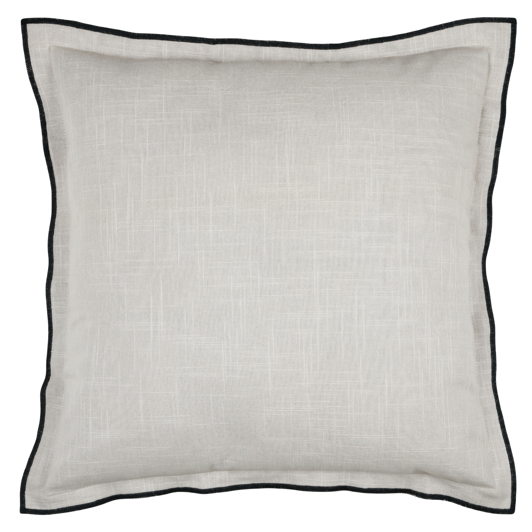 Coussin coton volant plat feston noir - Naturel