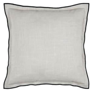 Coussin coton volant plat feston noir - Naturel