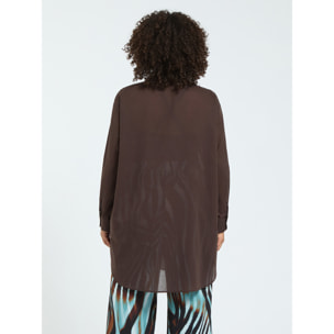 Fiorella Rubino - Camicia lunga in cotone - Marrone