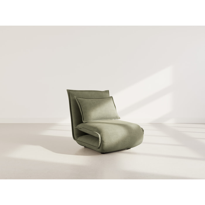 Candice - Banquette 1 place convertible clic-clac en velours côtelé - Vert