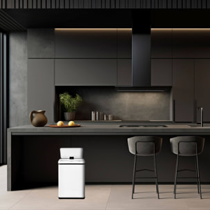 Well home - cubo de basura inteligente sin patas para reciclaje con apertura automática y contacto manual 15l+15l 35,5x26x60cm color blanco