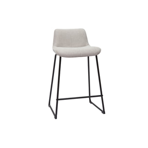 Tabourets de bar en tissu effet velours texturé beige et métal H65 cm (lot de 2) BOOST