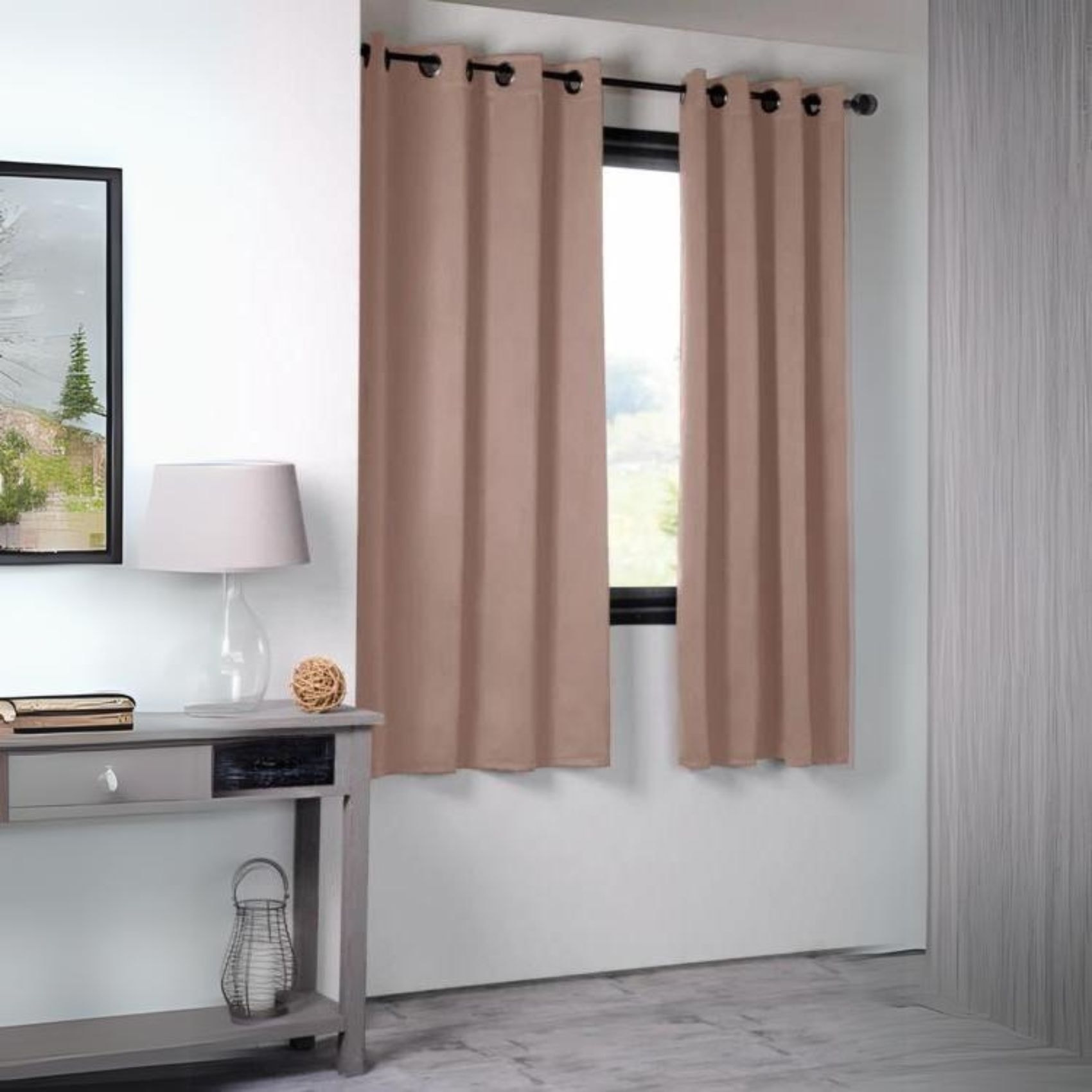 Rideau occultant uni 210gr/m2 - Rose Clair