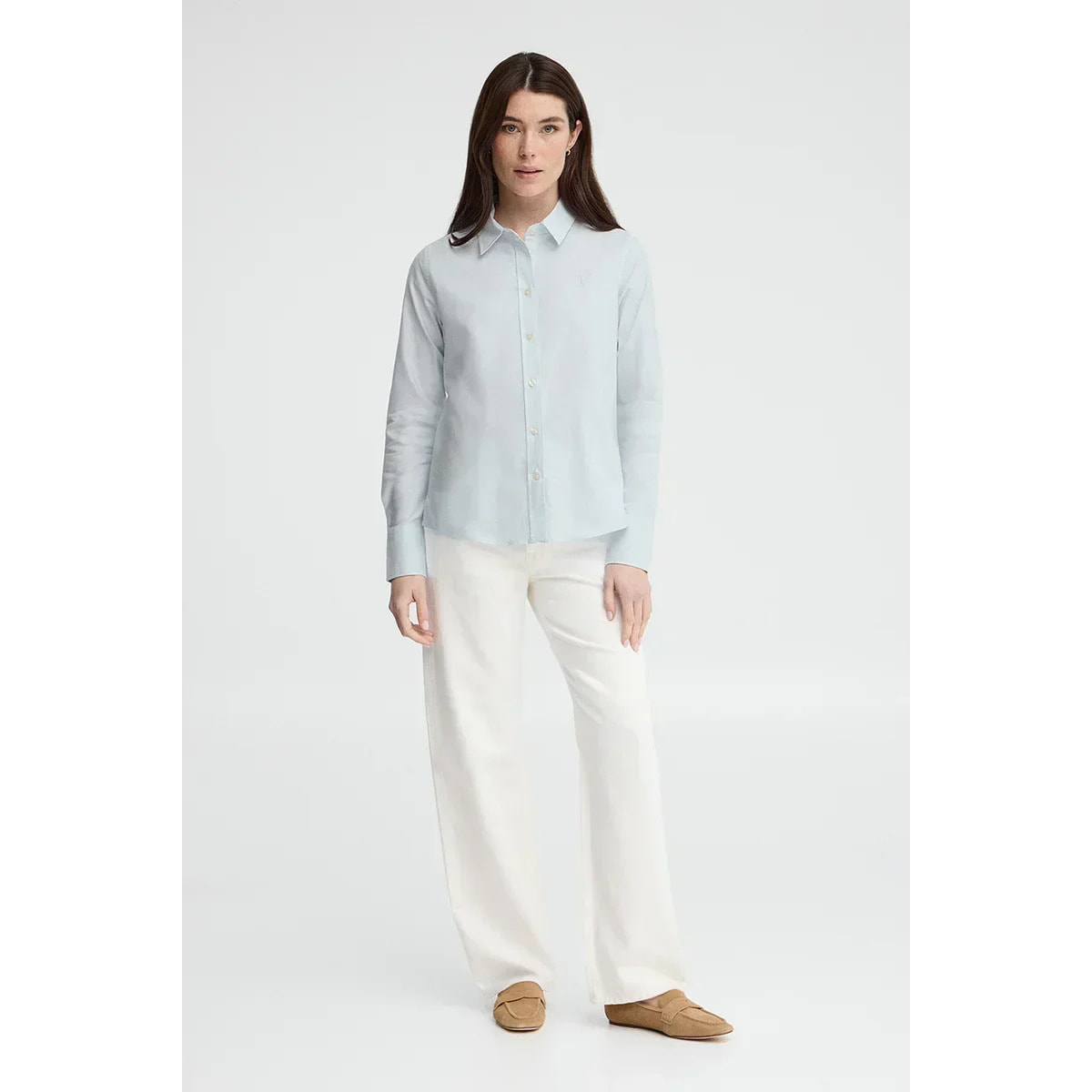 Camicia oxford azzurra regular fit con ricamo Rigby Go