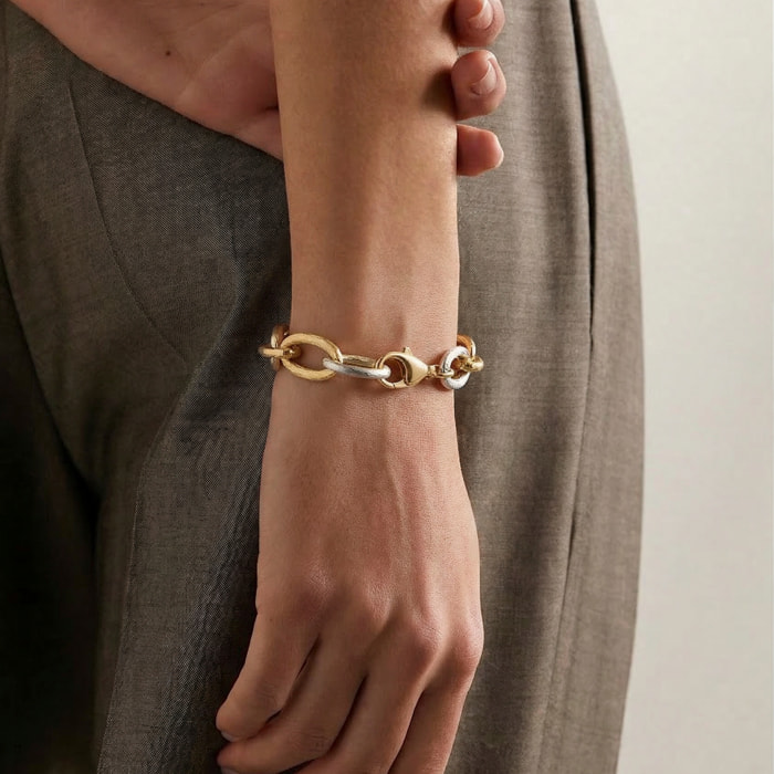 Pulsera Adelky acabado plata y oro amarillo 18k
