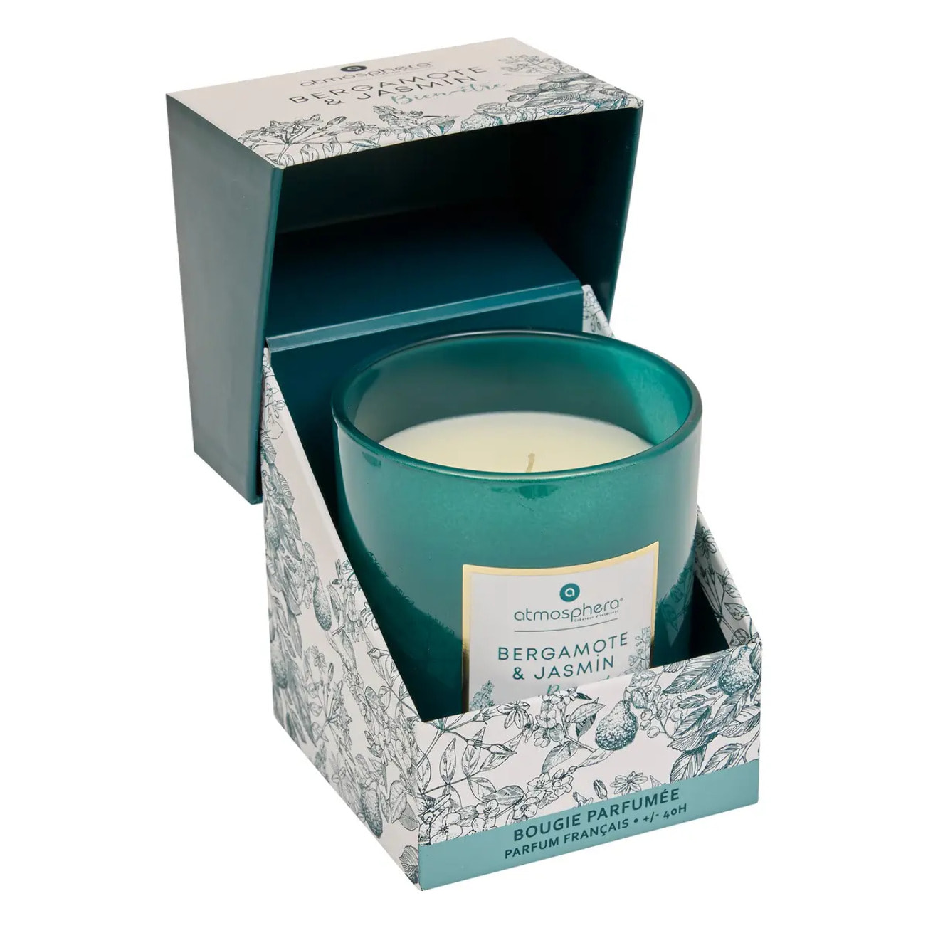 Bougie parfumée Maël 190g pot verre bergamote et jasmin