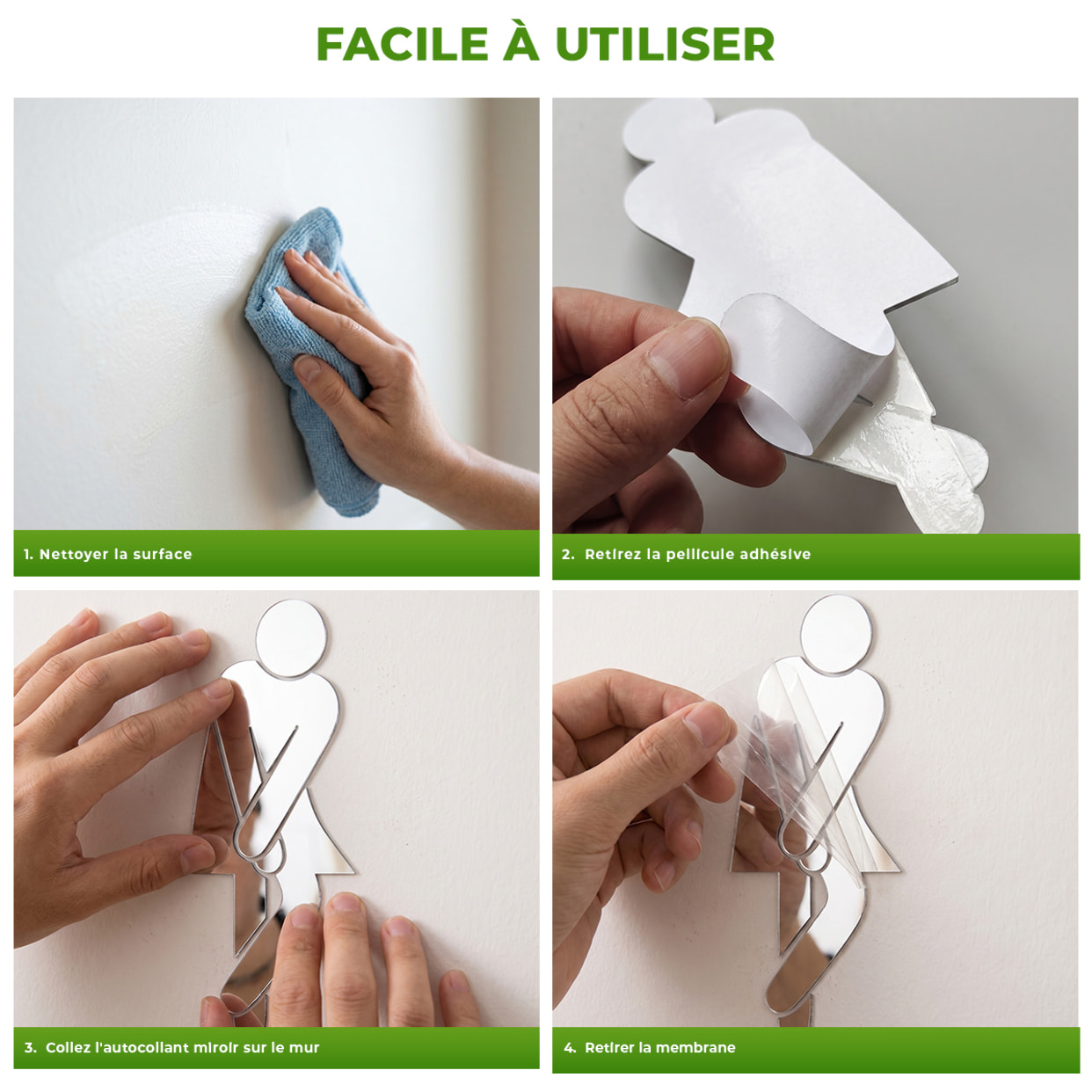 Stickers miroirs figures WC homme - femme