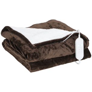Manta Eléctrica Grande, Manta Térmica Sofá, 180x130 cm, Tejido Suave, 10 Niveles de Temperatura, Temporizador, Lavable en Lavadora, Protección contra Sobrecalentamiento, Marrón