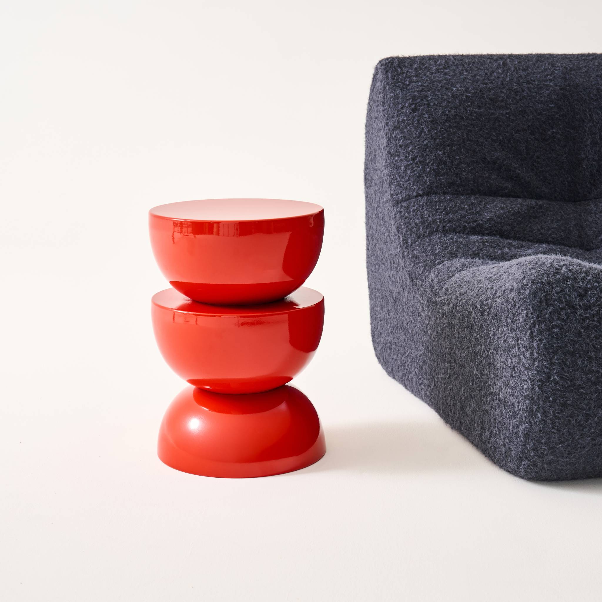 Table d'appoint, bout de canapé, table de chevet métal effet glossy Ø32 x H46,5cm COUMBA