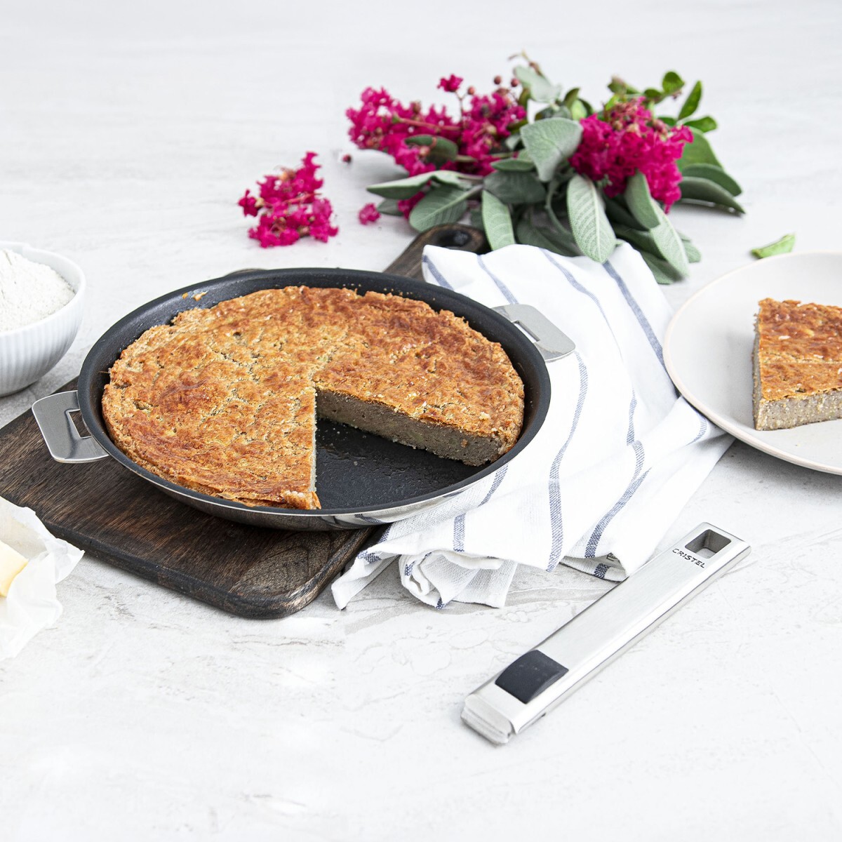 Poêle antiadhésive en inox brossé amovible