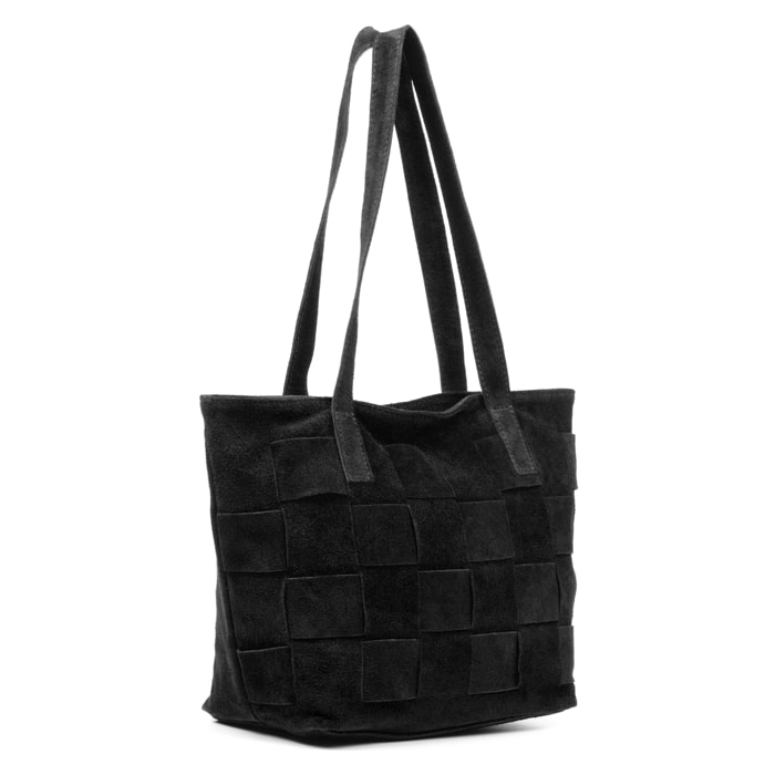 Agnone Borsa Shopper Donna. Pelle Autentica finitura Camoscio.