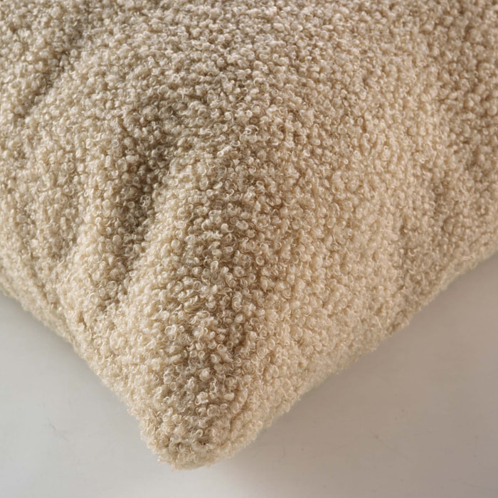 Coussin déhoussable en bouclette unie - Beige