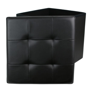 Coffre Pouf Pliable Pu Noir