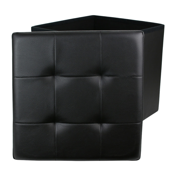 Coffre Pouf Pliable Pu Noir