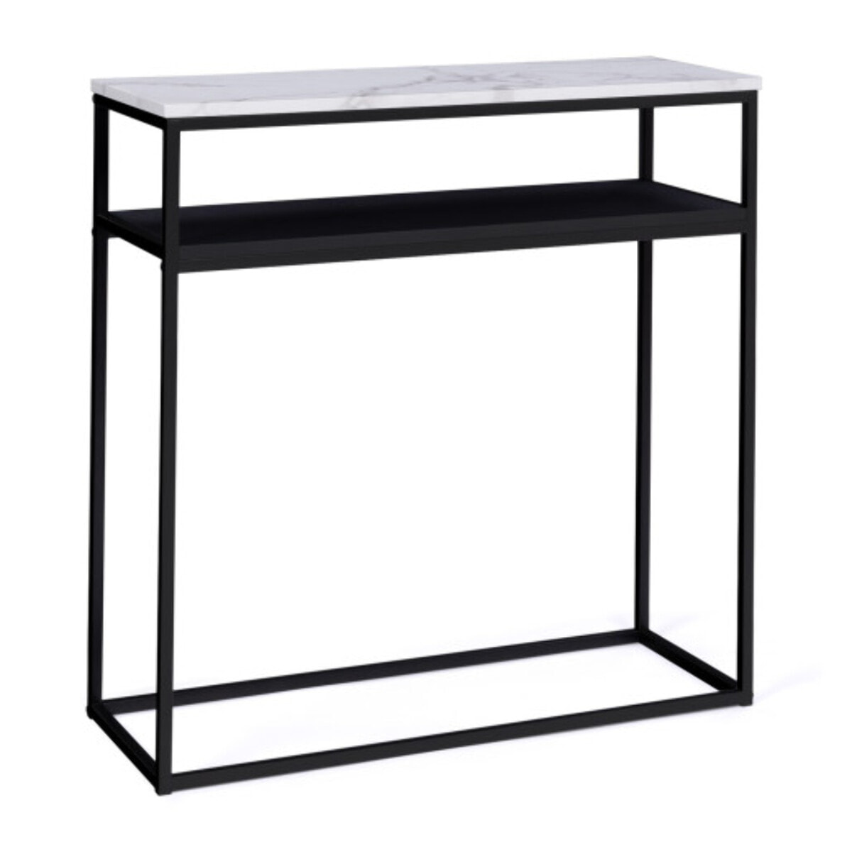 Console d'entrée Glam effet marbre et pieds noirs