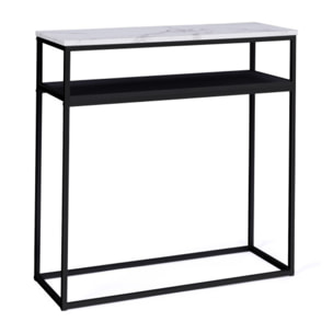 Console d'entrée Glam effet marbre et pieds noirs