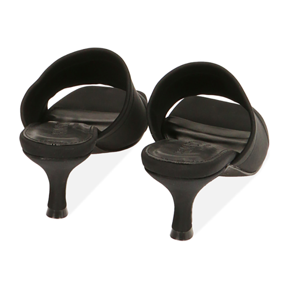Mules de lycra negra, tacón de 5,5 cm