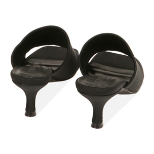 Mules de lycra negra, tacón de 5,5 cm