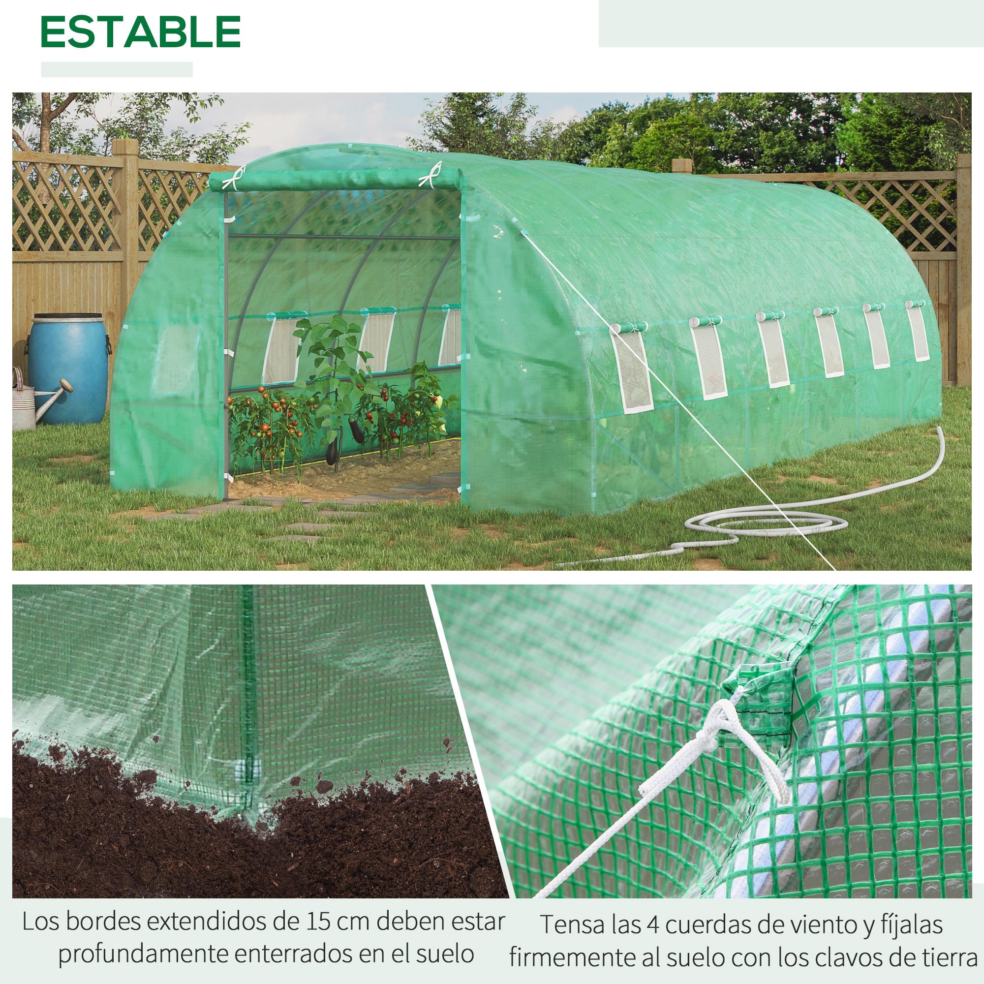 Invernadero Casero de Acero Polietileno 8x3x2m Verde