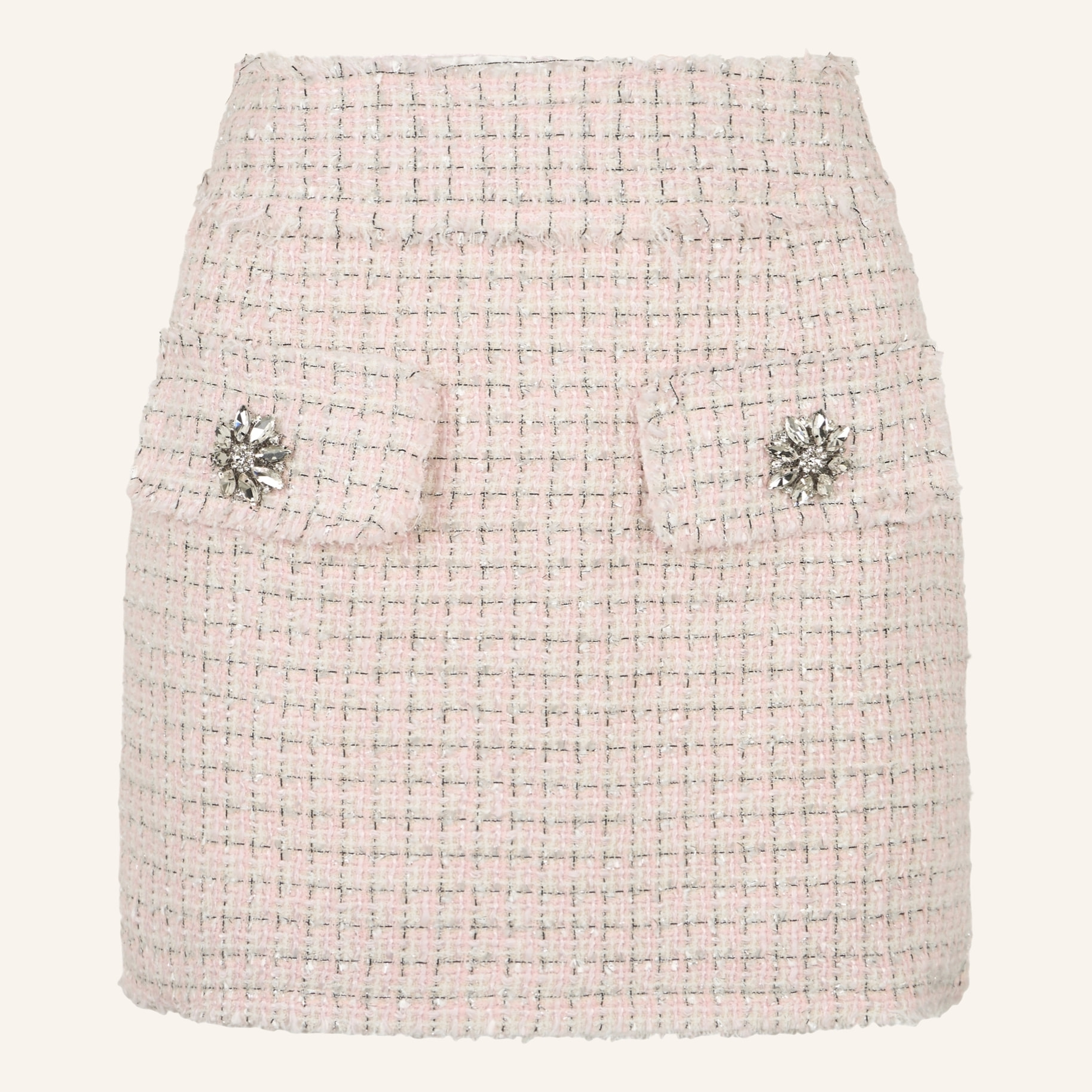 PHILIPP PLEIN Tweed Mini Skirt Crystals