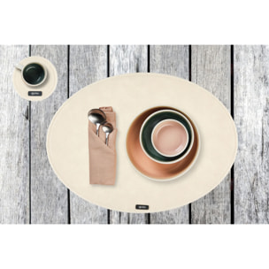 Set de table ovale - 6 pièces - Feutre recyclé beige