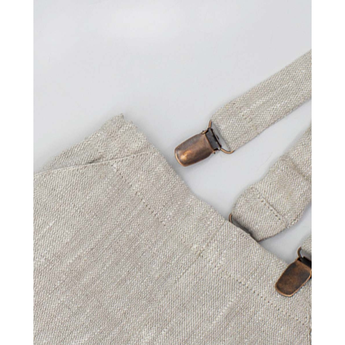 BERMUDA CON TIRANTES LINO BEIGE