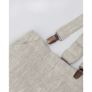 BERMUDA CON TIRANTES LINO BEIGE