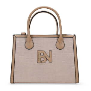 Bolso de mano beige en rafia