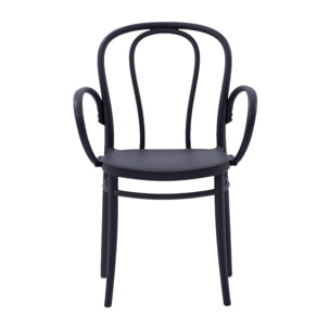 Set di 2 sedie NEWCASTLE in polipropilene antracite con braccioli, impilabili