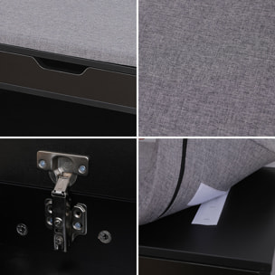 Meuble à chaussures deux casiers avec coffre noir ALAN