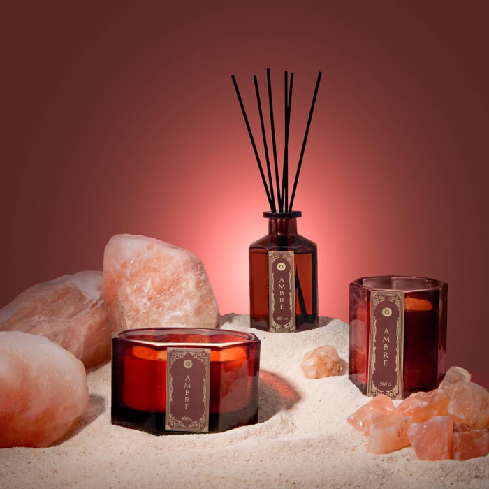 Bougie parfumée Lucien hexagonale 430g ambre