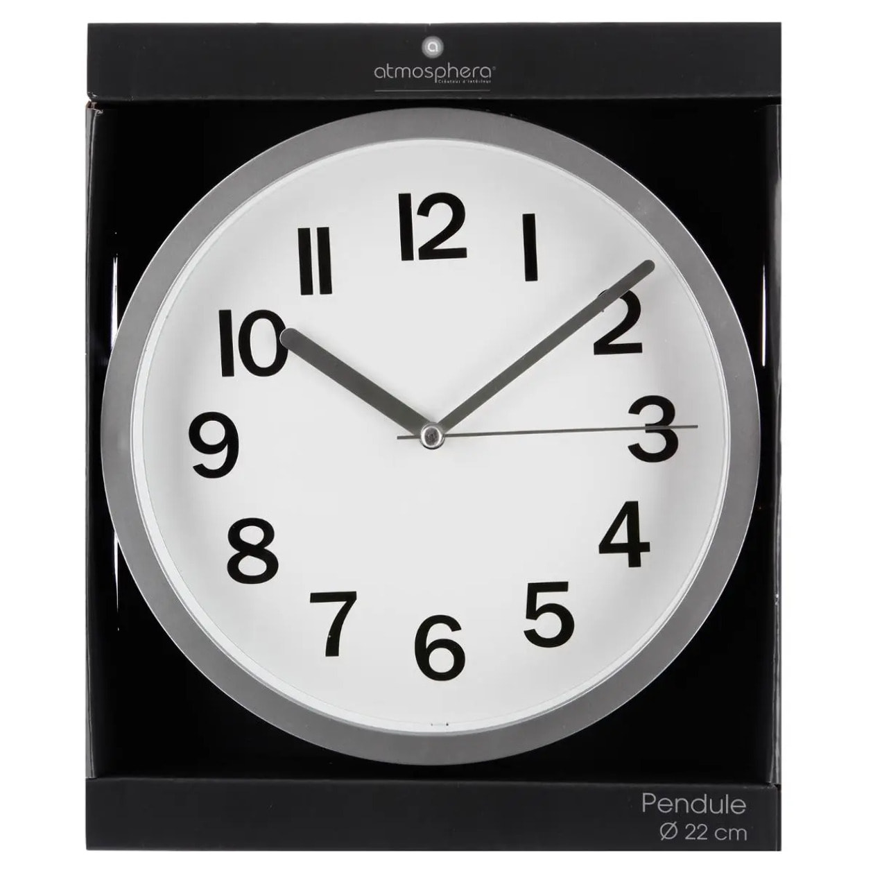 Horloge plastique gris D22cm