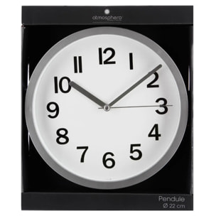 Horloge plastique gris D22cm